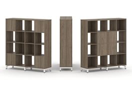 Стайл Проджект Набор стеллажа 2-х сторон., 4 яр. SN.NSD-441 Вяз Благородный/Металл Белый 1488*400*16 - Фото предпросмотра