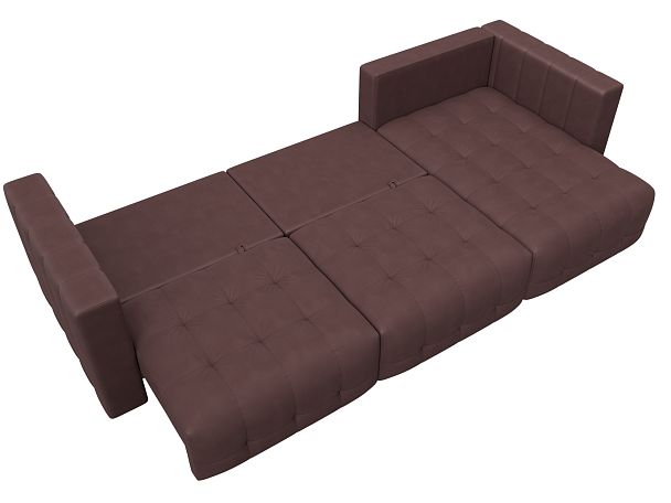 Диван угловой Лига-052 НПБ Лонг угол универсальный Замша бордовый - Вид 9