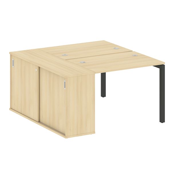 Metal System Quattro Р. ст. с шкафом-купе на П-образном м/к 50БП.РС-СШК-1.1 Т Акация/Антрацит металл 1410*1475*750 - Вид 1