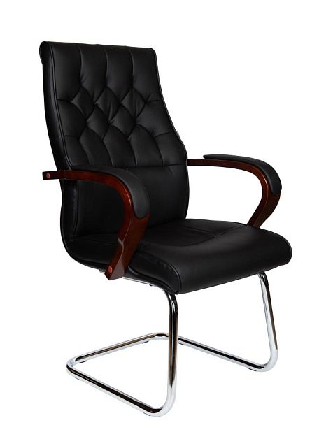 Кресло офисное / Боттичелли CF / дерево / черная кожа - Вид 1