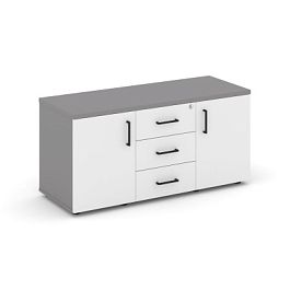 Стайл Проджект Тумба для оргтехники/сервисная SN.TS-002 Серый Пепел/Белый/Черный Ручки 1206*460*576 - Фото предпросмотра