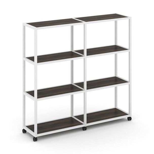 Shelf Mobile Стеллаж 4 уровня 2 секции VR.LT-STK-411.06 Дуб Мали/Металл Белый 1170*400*1523 - Вид 1