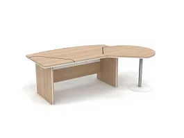 БЕРЛИН / BERLIN Стол руководителя с брифингом правый 2550х1500х760 Акация/Белый - Фото предпросмотра