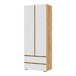 Хелен ШК 01 Шкаф 2х створчатый(0,800х2,100х0,460) белый/дуб крафт золото - Фото предпросмотра