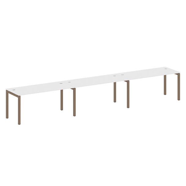 Metal System Quattro Р. ст. на 3 раб. места на П-образном м/к 50БП.СМ-3.4 Белый/Мокко металл 4800*720*750 - Вид 1