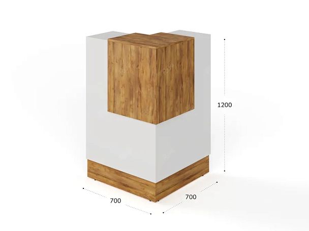 RTD092-70-ME ТАНДЕМ / TANDEM Стойка ресепшн угловая 6-70 700х700х1200 Таксония медовая - Вид 2