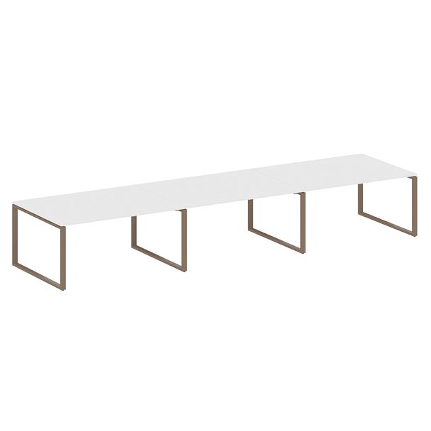 Metal System Перег. стол (3 столешницы) на О-оразном м/к БО.ПРГ-3.4 Белый/Мокко металл 4800*1235*750 - Вид 1
