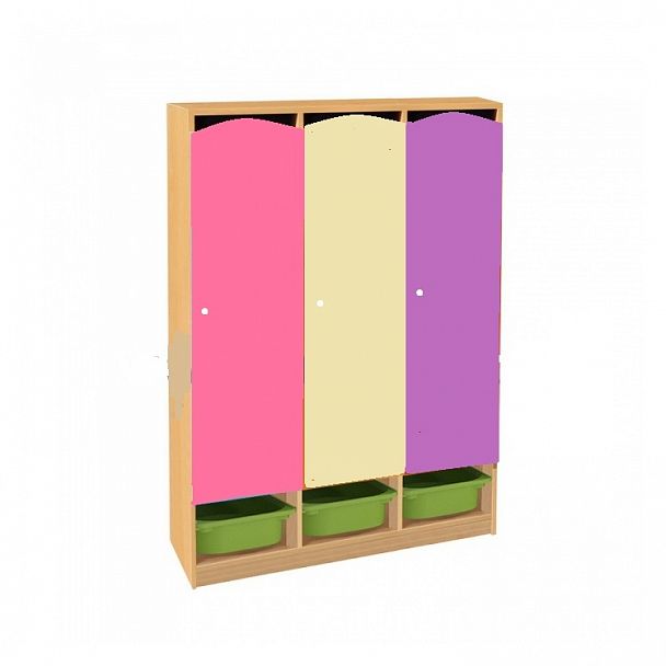 Шкаф детский трехсекционный для одежды с контейнером ШДК-003 - Вид 1