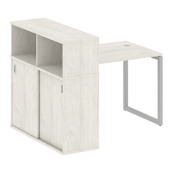 Metal System Quattro Стол письменный с шкафом-купе на О-образном м/к 40БО.РС-СШК-3.1 Т Дуб наварра/Серый металл 1410*1120*1098 - Вид 1