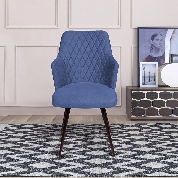 Стул поворотный на 90 градусов, функция возврата, антишум Hunt ромб, бархат синий 29 / чёрный конус - Вид 6