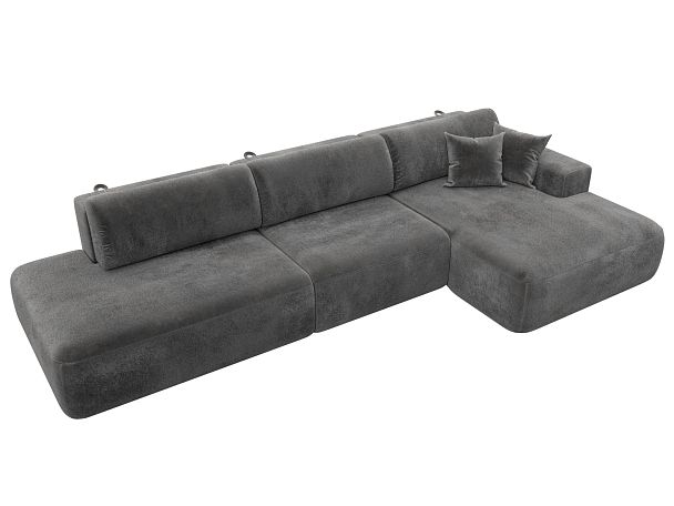 Диван угловой Лига-036 НПБ Модерн Лонг правый угол Велюр серый - Вид 5