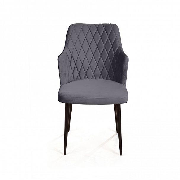 Стул с подлокотниками Hunt ромб, бархат серый 27 / чёрный конус - Вид 2