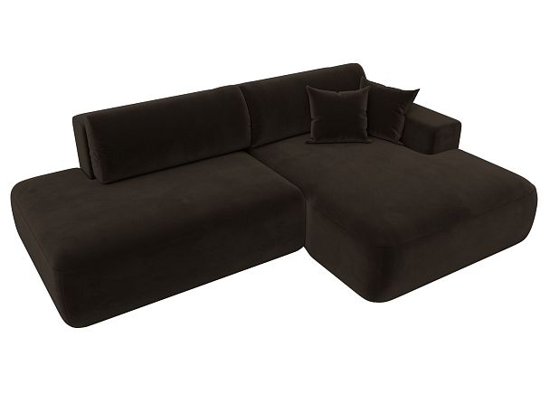 Диван угловой Лига-036 Модерн правый угол Микровельвет коричневый - Вид 2