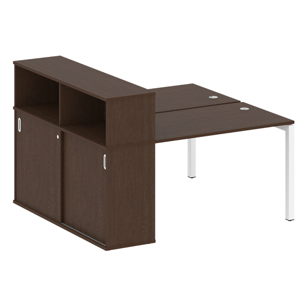 Metal System Quattro Р. ст. с шкафом-купе на П-образном м/к 50БП.РС-СШК-2.2 Т Венге/Белый металл 1610*1475*1098 - Вид 1