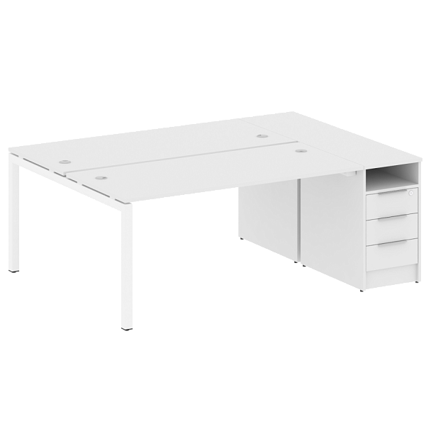 Metal System Quattro Р. ст. с тумбой на П-образном м/к 50БП.РС-СТП-2.4 Белый/Белый металл 2012*1475*750 - Вид 1