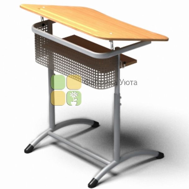 Парта одноместная ЭКСТРА (Р) с полкой, с угл. накл. стол. и перф. экраном, рег. (5-7 гр) - Вид 1