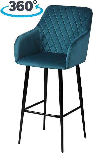 Барное поворотное кресло Барли К, Confetti izumrud/черный - Вид 1