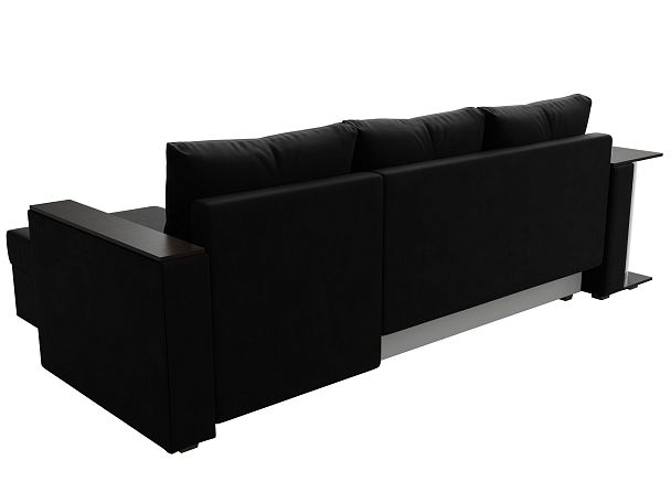 Угловой диван Атланта Лайт правый (полностью микровельвет черный) - Вид 6