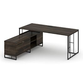 Rift Direct Стол руководителя на опорной тумбой RF.SRT-25 (L) Дуб Мали/Металл Черный 1780*1600*750 - Фото предпросмотра