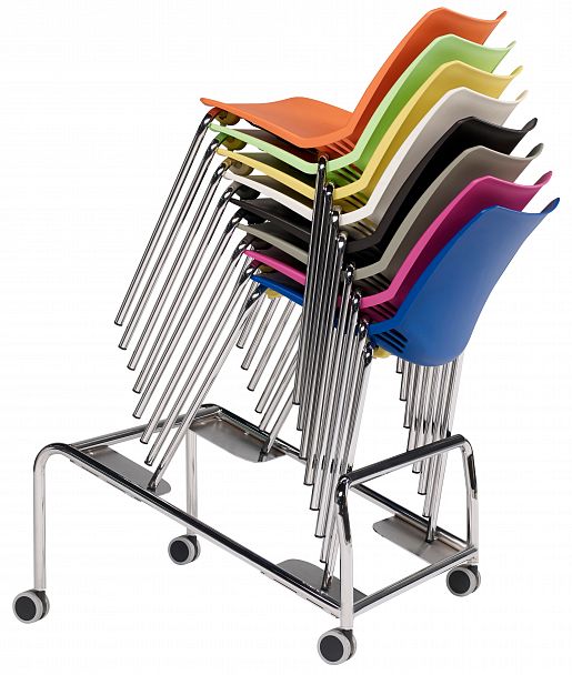 Стул Race (4 ножки) каркас Хром, белый, стопируемый - Вид 5