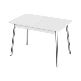 Стол Лион 2 ЛДСП (Подстолье косое хром(мет)) НЕ ВЫБИРАТЬ Белый матовый - Фото предпросмотра