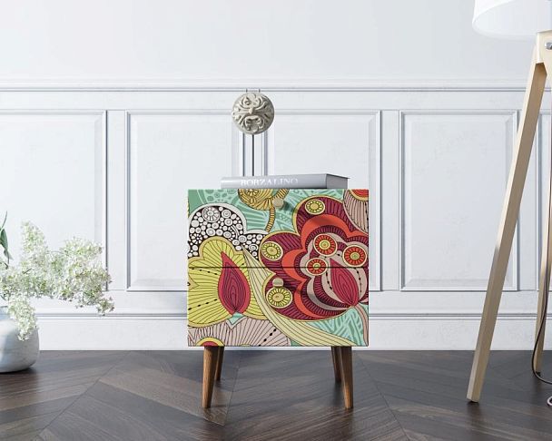 Тумбочка Berber с двумя ящиками 6 принт арт BB03/Print_06, разноцветная - Вид 3