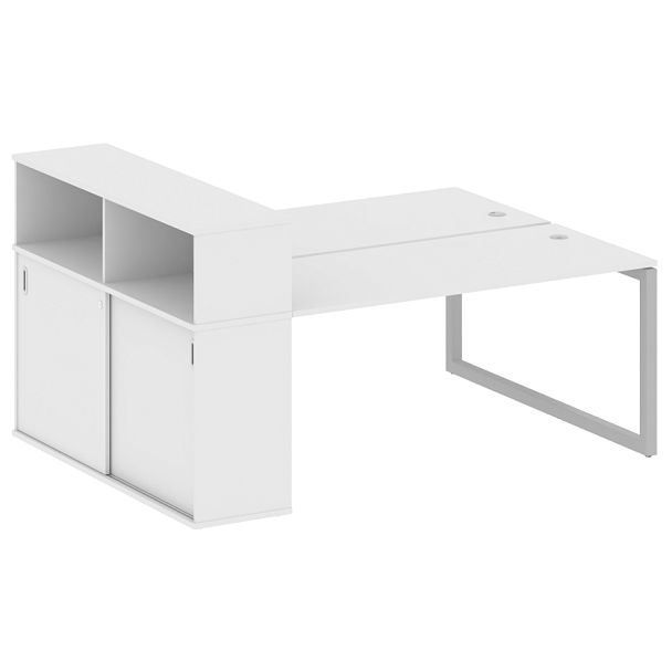 Metal System Quattro Р. ст. с шкафом-купе на О-образном м/к 50БО.РС-СШК-2.4 Т Белый/Серый металл 2010*1475*1098 - Вид 1