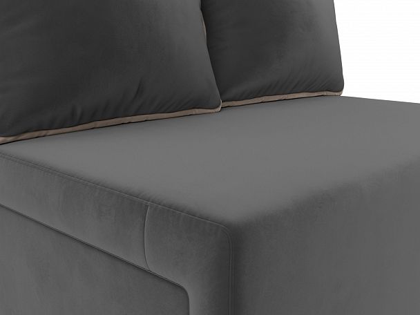 Диван прямой Лагуна (полностью велюр серый, кант велюр бежевый) - Вид 4