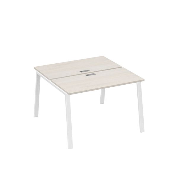 Рабочая станция (2х120) на каркасе TRE A4 А4 Б3 170  БП дуб / металлокаркас белый - Вид 1