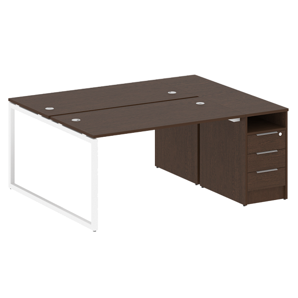 Metal System Quattro Р. ст. с тумбой на О-образном м/к 40БО.РС-СТП-2.3 Венге/Белый металл 1812*1475*750 - Вид 1