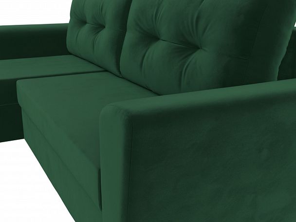 Угловой диван Амстердам Лайт левый (полностью велюр зеленый) - Вид 4