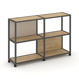 Shelf Mobile Стеллаж 3 уровня 2 секции VR.LT-STK-312.06 Тиквуд Светлый/Металл Антрацит/W-04 1170*400*1046 - Фото предпросмотра