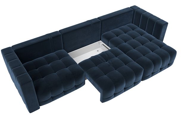 Диван угловой Лига-052 НПБ Лонг угол универсальный Велюр синий - Вид 7