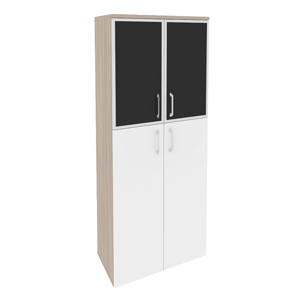 Onix Шкаф высокий широкий O.ST-1.7 R black Дуб аттик/Белый бриллиант/Стекло black 800*420*1977 - Вид 1