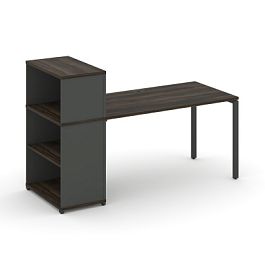 Concept Стол рабочий с опорным стеллажом с надставкой низ. CN.SP-210 Дуб Мали/Антрацит/Металл Антрацит 1600*720*1140 - Фото предпросмотра