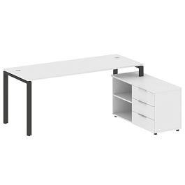 Metal System Р. ст. с тумбой на П-образном м/к БП.РС-СТС-2.5 (R) Белый/Антрацит металл 1900*1520*750 - Фото предпросмотра