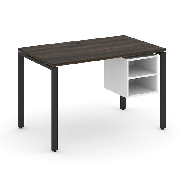 Concept Стол рабочий с подвесной тумбой с 2 открытыми нишами CN.SP-106 Дуб Мали/Белый Бриллиант/Металл Черный 1180*720*750 - Вид 1