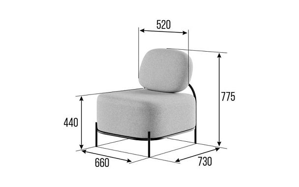 Jive Диван одноместный JVE-1 Romeo 08/Металл Черный 670*720*770 - Вид 2