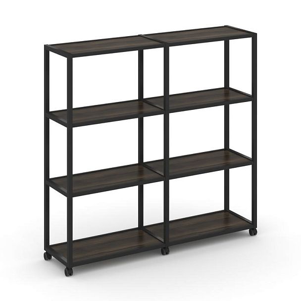 Shelf Mobile Стеллаж 4 уровня 2 секции VR.LT-STK-411.12 Дуб Мали/Металл Черный 2370*400*1523 - Вид 1