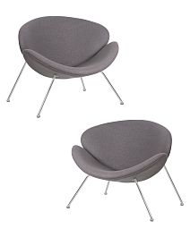 Набор 2 шт Кресло дизайнерское DOBRIN EMILY (серая ткань AF7, хромированная сталь) - Фото предпросмотра