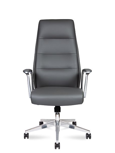 Кресло офисное / Nancy grey / алюминиевая  база / серая экокожа - Вид 2