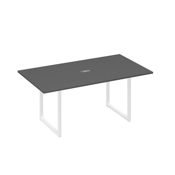 Стол 180 с опорами QUATTRO переговорный A4 А4 Б4 122 БП антрацит премиум / металлокаркас белый - Вид 1