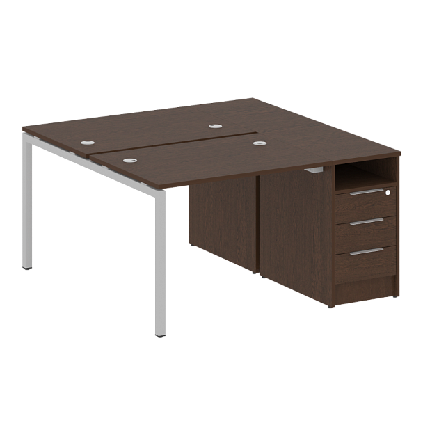 Metal System Quattro Р. ст. с тумбой на П-образном м/к 40БП.РС-СТП-2.1 Венге/Серый металл 1412*1475*750 - Вид 1