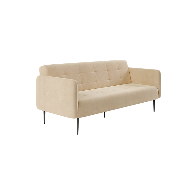 Monaco диван-кровать прямой с подлокотниками, трехместный, велюр бежевый Velutto 04 - Вид 1