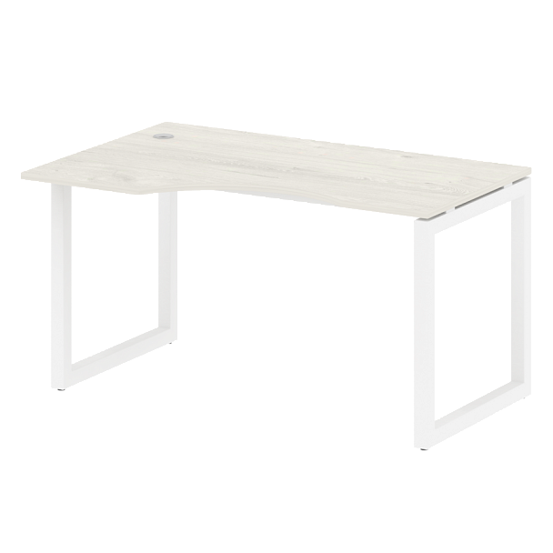 Metal System Quattro Стол криволинейный левый на О-образном м/к 50БО.СА-2 (L) Дуб наварра/Белый металл 1400*900*750 - Вид 1