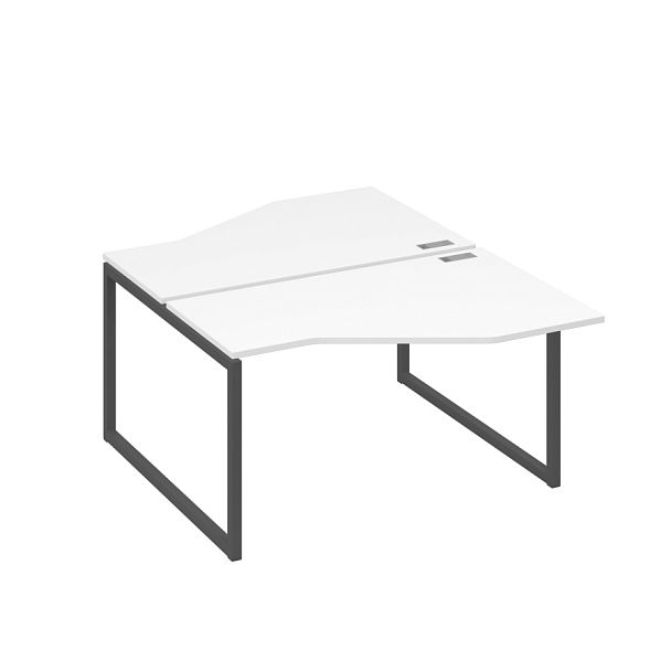 Рабочая станция со столами (2х140) Техно на каркасе QUATTRO A4 А4 Б4 187 БП белый премиум / металлокаркас антрацит - Вид 1