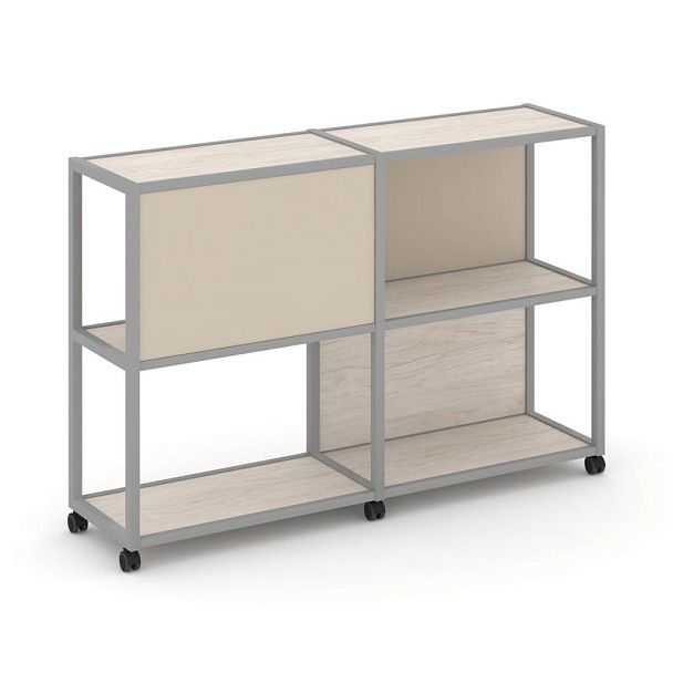 Shelf Mobile Стеллаж 3 уровня 2 секции VR.LT-STK-313.10 Денвер Светлый/Металл Серый/W-04 1970*400*1046 - Вид 1