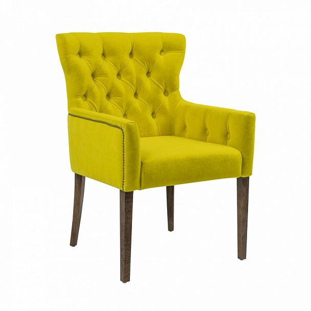 Кресло Байрон, флок Emmanuelle Lux lime, старинный орех - Вид 1