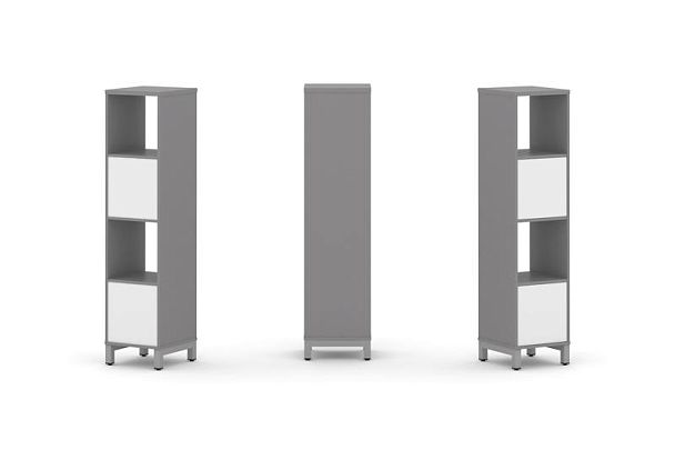 Стайл Проджект Набор стеллажа одностороннего, 4 яруса SN.NS-411 Серый Пепел/Белый/Металл Серый 387*4 - Вид 1