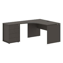 Стол эргономичный с тумбой EDCET 1318(L) Мокко/Черный 1360х1880х750 EDIS - Фото предпросмотра
